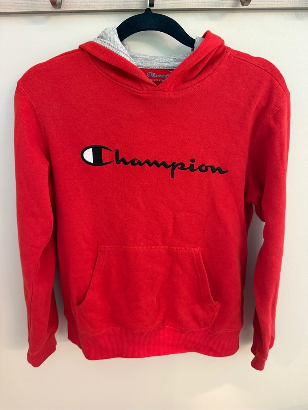Champion Red Pullover Hoodie with Embroidered Logo